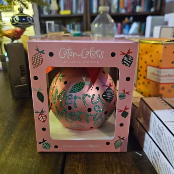 2024 Christmas Ball Ornament - Merry Christmas! - Dillard's a Coton Colors Ed - Picture 2 of 9